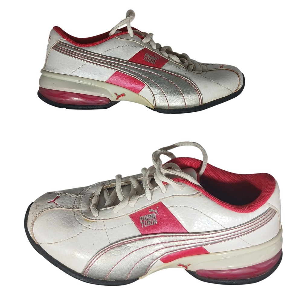 Puma Turin Sport Lifestyle Shoes Sneakers White Pink Silver Girls US‎ 2.5